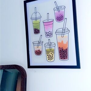 Bubble Tea Tumblr Art Print in Black Frame